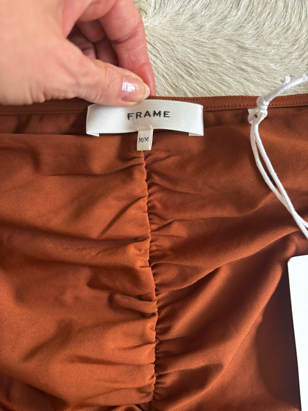 Frame Denim Rust Sleeveless Ruched Front Tank - Picture 5 of 6